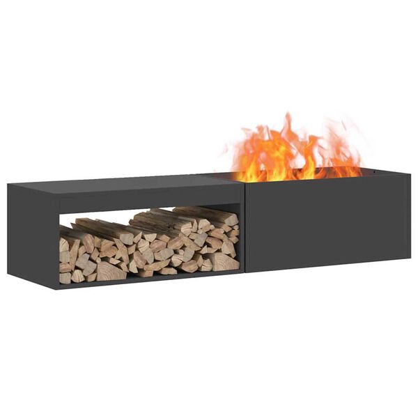 vidaXL Fire Pit Black 62.99 x 17.72 x 13.78 in Steel