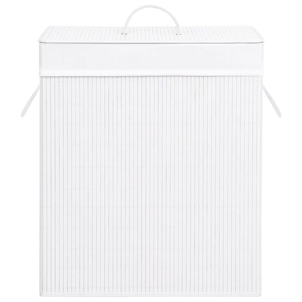 vidaXL Bamboo Laundry Basket with 2 Sections White 26.4 gal