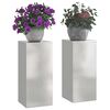 vidaXL Plant Stand 2 pcs Silver 9.45 x 9.45 x 21.65 in Stainless steel