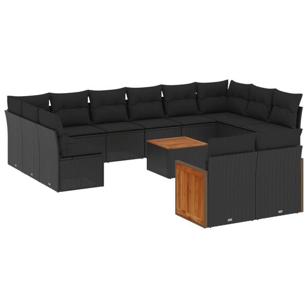 vidaXL Garden Sofa Set Black