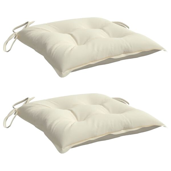 vidaXL Chair Cushion Set of 2 Cream White Oxford Fabric, PP hollow fiber