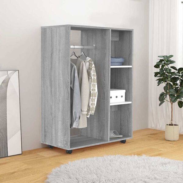 vidaXL Wardrobe Grey Sonoma Engineered Wood Wardrobe Rectangular