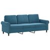 vidaXL 3-Seater Sofa with Footstool Blue 70.9" Velvet