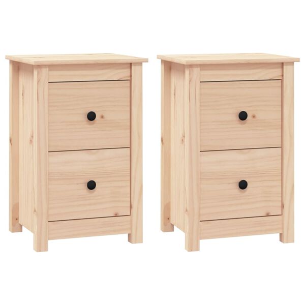 vidaXL Bedside Cabinet Set of 2 Solid pinewood 15.7x13.8x24.2 in