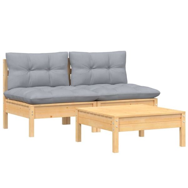 vidaXL Garden Lounge Set Grey Solid pinewood Medium Modular