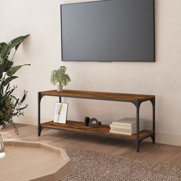 vidaXL TV Cabinet Smoked oak Engineered wood, steel