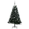 vidaXL Artificial Hinged Christmas Tree Green and white PVC, PE, metal