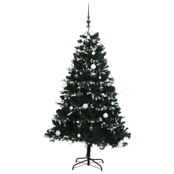 vidaXL Artificial Hinged Christmas Tree Green and white PVC, PE, metal