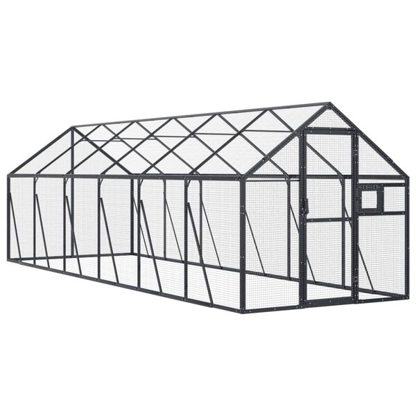 vidaXL Aviary Anthracite Aluminum 5.9 x 19.7 x 6.1 ft Locks Aviary