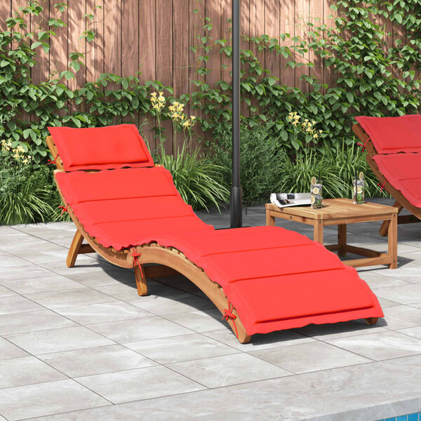 vidaXL Sunlounger Red Solid acacia wood, 100% polyester cushion Standard