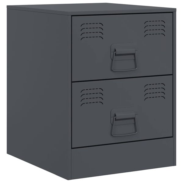 vidaXL Bedside Cabinet Anthracite Steel Bedside Cabinet Rectangular