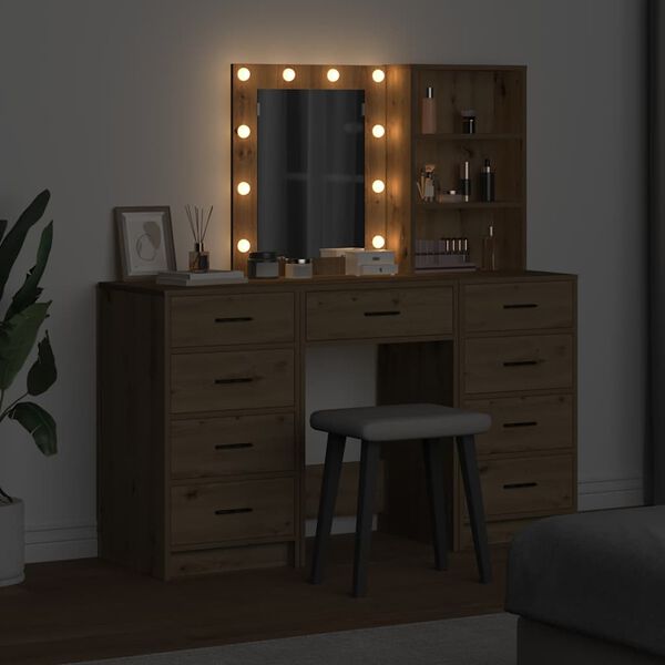 vidaXL Dressing Table 3 pcs Brown 40 x 41 x 135 cm Engineered wood