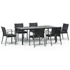 vidaXL 7 Piece Patio Dining Set with Cushions Poly Rattan and Steel