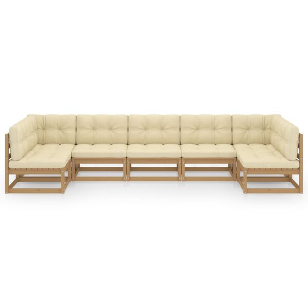 vidaXL Garden Lounge Set Honey brown Solid pine wood, 100% polyester