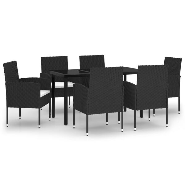 vidaXL Garden Dining Set Black,Cream White