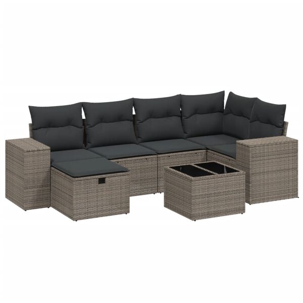 vidaXL Garden Sofa Set Light Grey Poly Rattan Large Modular