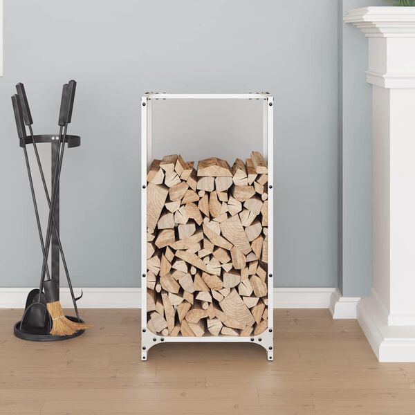 vidaXL Firewood Rack White 15.7x11.8x31.5" Cold-rolled steel