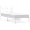 vidaXL Bed Frame White Powder-coated steel Twin Bed Frame Rectangular