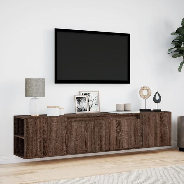 vidaXL TV Wall Cabinet Brown Oak Engineered Wood Large TV Wall Cabinet