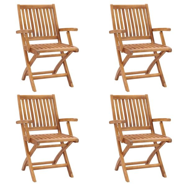 vidaXL Garden Chair Set of 4 Teak Solid Teak wood Standard Foldable