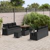 vidaXL Garden Sofa Set with Cushion 9 pcs Black Poly Rattan