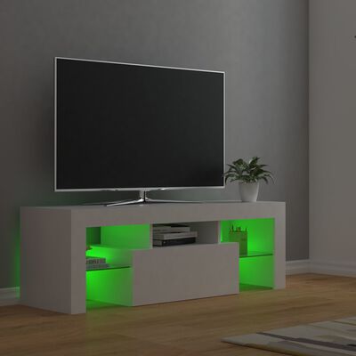 vidaXL TV Stand with LED Lights White 47.2"x13.8"x15.7"