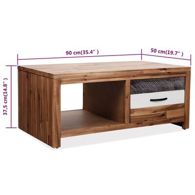 vidaXL Coffee Table Solid Acacia Wood 35.4"x19.7"x14.8"