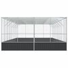 vidaXL Aviary Silver and Charcoal Galvanized Steel Large Aviary