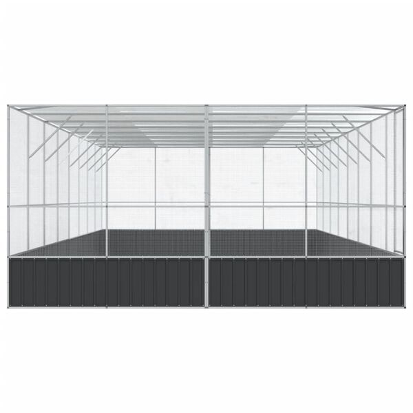 vidaXL Aviary Silver and Charcoal Galvanized Steel Large Aviary