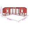 vidaXL Rabbit Hutch Red and White Solid Fir Wood, Plywood, Galvanized Steel