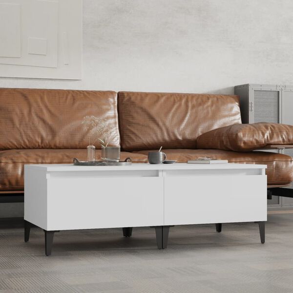 vidaXL Side Table Set of 2 White Engineered wood, metal Small