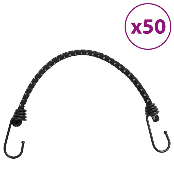 vidaXL Bungee Cords with Reflective Strips and Hooks 50 pcs 18.1 "