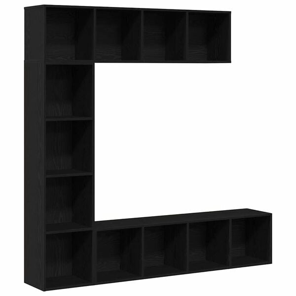 vidaXL Bookshelf 3 pcs Black Oak 14.17 x 11.81 x 56.30 in