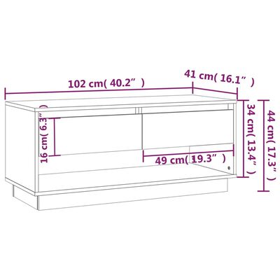 vidaXL TV Cabinet High Gloss White 40.2"x16.1"x17.3" Engineered Wood