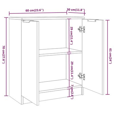 vidaXL Sideboard White&Sonoma Oak 23.6"x11.8"x27.6" Engineered Wood