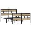 vidaXL Bed Frame Black, Sonoma Oak Iron, Engineered Wood Full Bed Frame