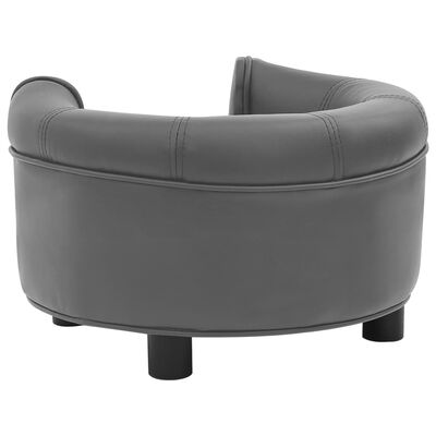 vidaXL Dog Sofa Gray 18.9"x18.9"x12.6" Plush and Faux Leather