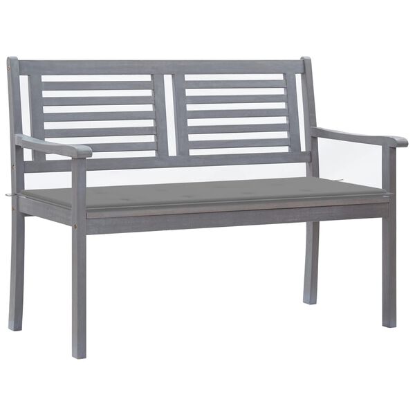 vidaXL Bench Grey Eucalyptus wood Medium Ergonomic Garden Bench