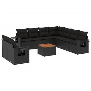 vidaXL Garden Sofa Set Black PE rattan Large Foldable Garden Sofa Set