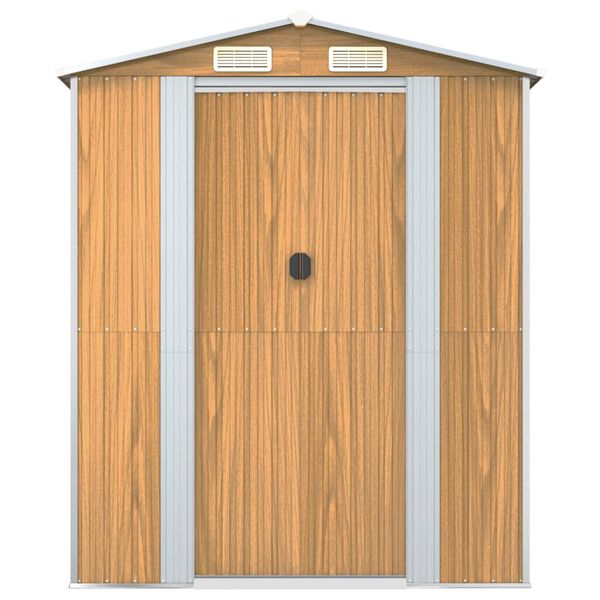 vidaXL Garden Shed Light Brown Galvanized Steel Extra Large Garden Shed