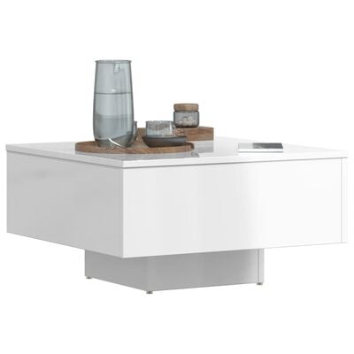 vidaXL Coffee Table High Gloss White 23.6"x23.6"x12.4" Engineered Wood