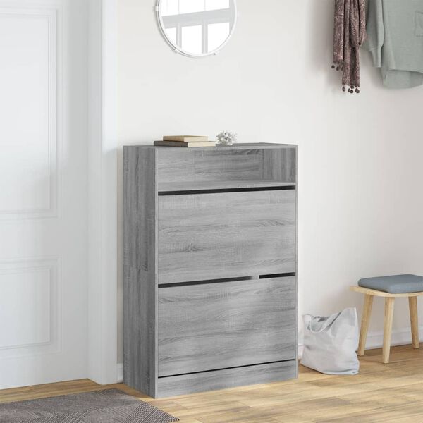 vidaXL Shoe Cabinet Grey Sonoma Engineered Wood 31.5 x 13.4 x 45.7 in