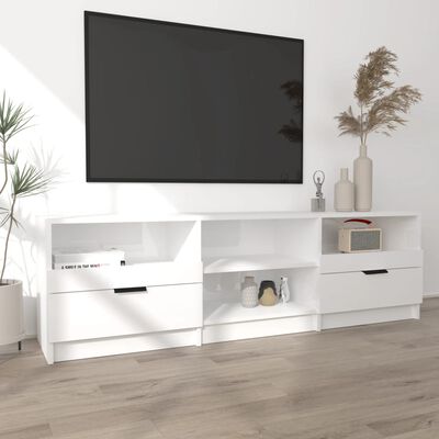 vidaXL TV Stand High Gloss White 59.1"x13.2"x17.7" Engineered Wood