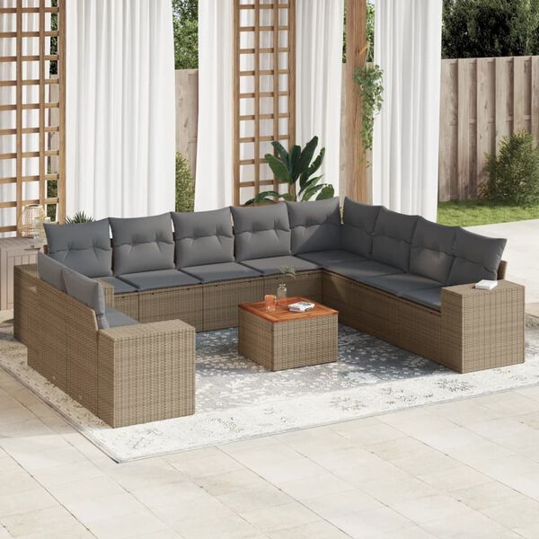 vidaXL Garden Sofa Set Beige, Light Gray