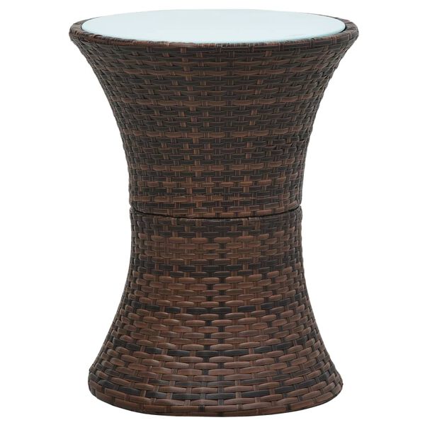 vidaXL Garden Side Table Brown Poly rattan, tempered glass Small