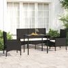 vidaXL Garden Lounge Set Black PE rattan, powder-coated steel, glass