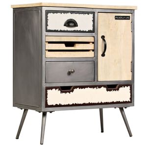 vidaXL Sideboard Natural Mango Wood With Steel Accents