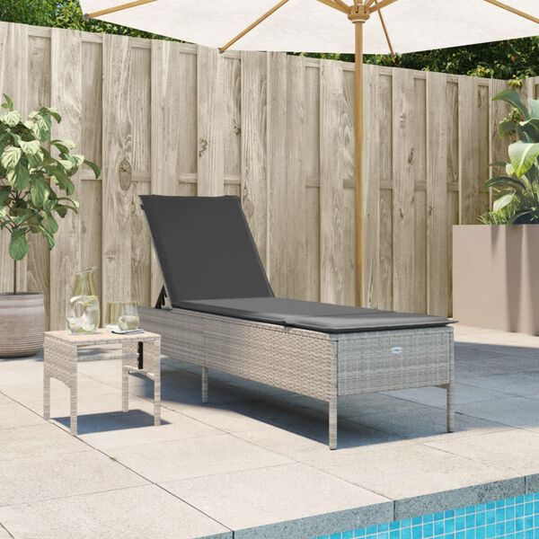 vidaXL Sun Lounger Set of 2 Light grey Poly rattan Large