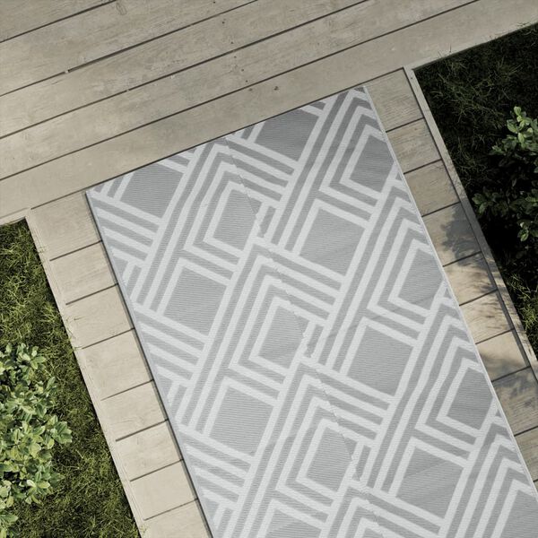 vidaXL Outdoor Carpet Grey Polypropylene 31.5 x 98.4 in Reversible