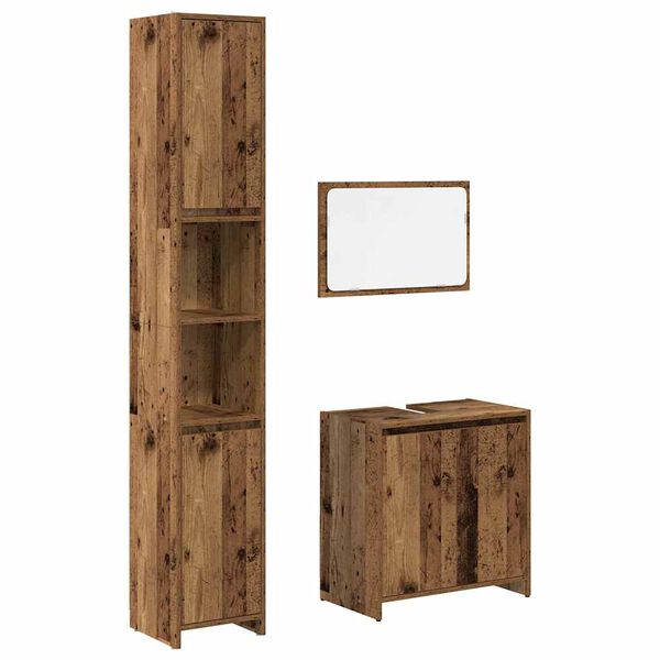vidaXL Bathroom Furniture Set Old wood Engineered wood, glass Standard